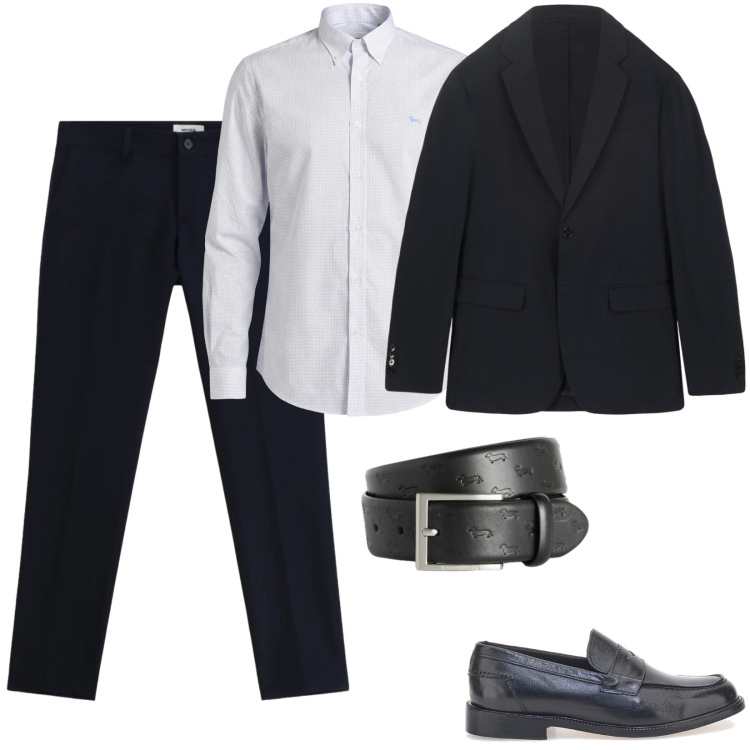 Outfit uomo - Total look #2380562. Stile Business/Elegante per Serata speciale. Abbinamento con pantaloni, cinture, camicie, scarpe stringate, giacche.