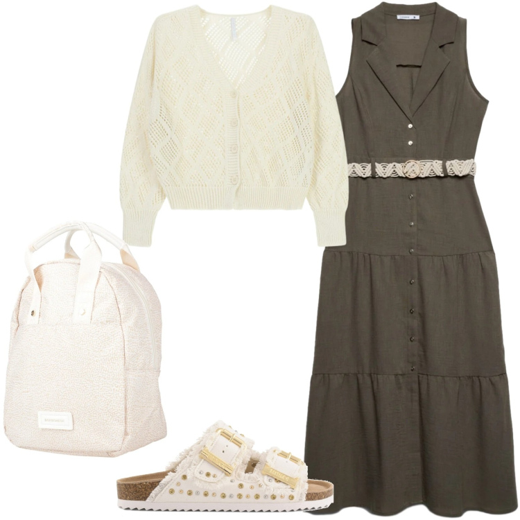 Outfit donna - Total look #2380577. Stile Casual per Tutti i giorni. Abbinamento con zaini, vestiti chemisier, cardigans, sandali.