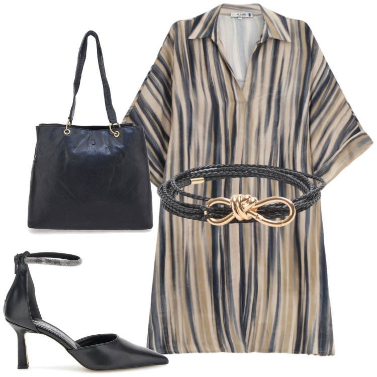 Outfit donna - Total look #2380583. Stile Urban per Tutti i giorni. Abbinamento con cinture, vestiti corti, shopping bag, décolleté.