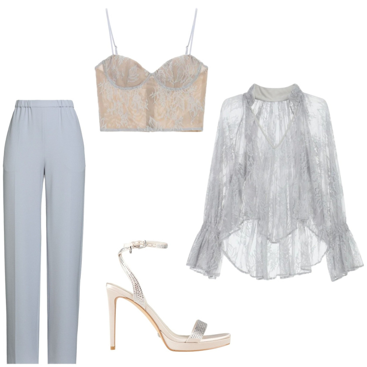 Outfit donna - Effortless, buy on point. Stile Trendy per Serata fuori. Abbinamento con pantaloni, sandali col tacco, bluse, canottiere.