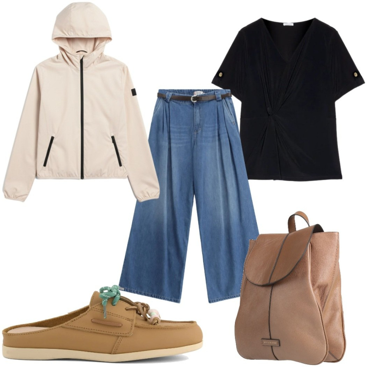 Outfit donna - Total look #2380631. Stile Casual per Tutti i giorni. Abbinamento con zaini, t-shirt, jeans, blazer, sabot.