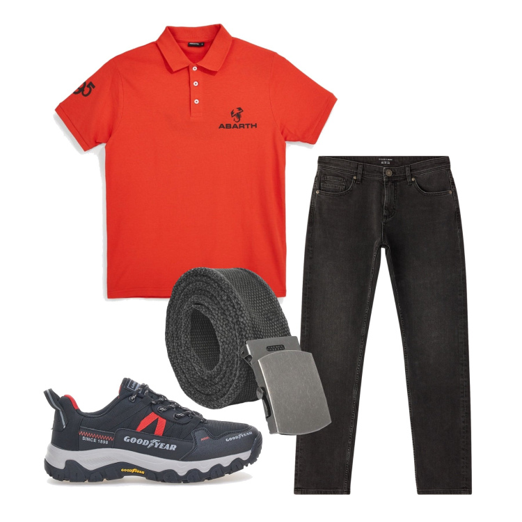 Outfit uomo - Aprile. Stile Casual per Tutti i giorni. Abbinamento con jeans, cinture, stivali e stivaletti, polo.