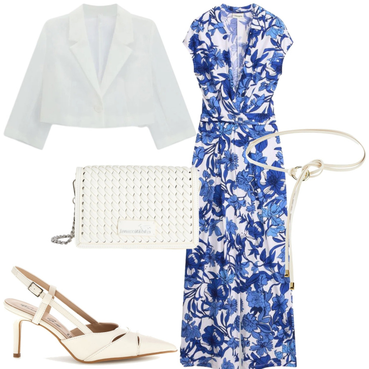 Outfit donna - Aprile. Stile Casual chic per Tutti i giorni. Abbinamento con cinture, tute, blazer, borse a tracolla, décolleté.