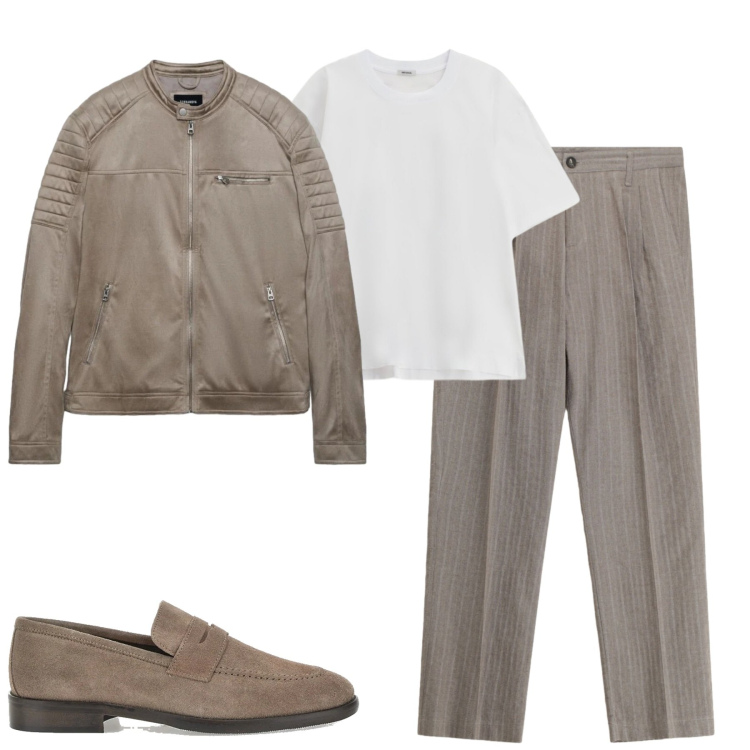 Outfit uomo - Aprile. Stile Urban per Tutti i giorni. Abbinamento con giacche, pantaloni, t-shirt, scarpe stringate.