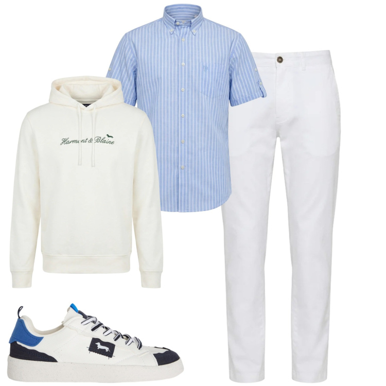 Outfit uomo - La felpa per la sera. Stile Urban per Tutti i giorni. Abbinamento con sneakers, felpe con cappuccio, pantaloni, camicie a manica corta.