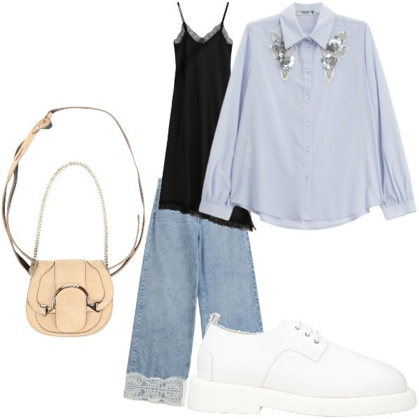 Outfit donna - casual. Stile Casual per Tutti i giorni. Abbinamento con marsupi, scarpe stringate, camicie, jeans, vestiti lunghi.