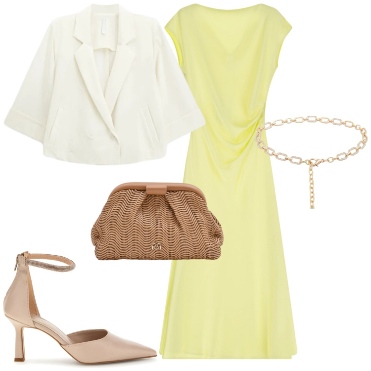 Outfit donna - Light Yellow. Stile Chic per Tutti i giorni. Abbinamento con blazer, vestiti midi/longuette, pochette, cinture, décolleté.