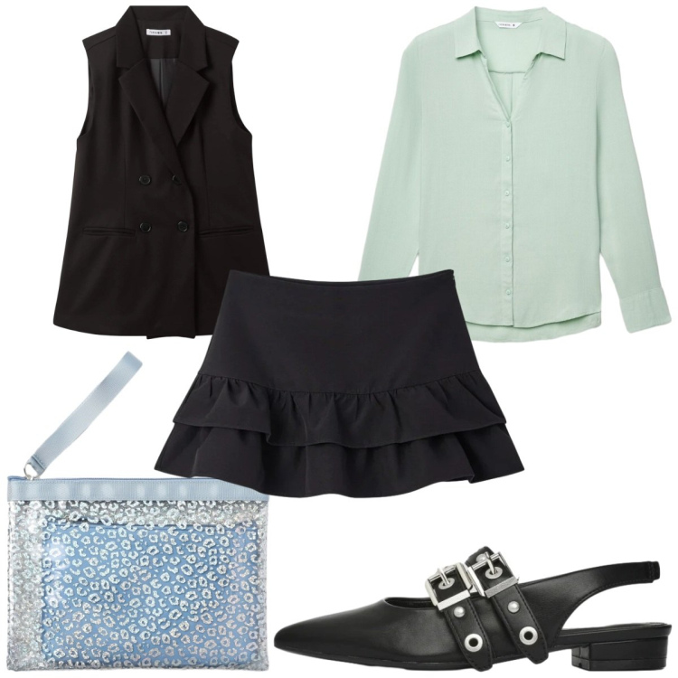 Outfit donna - Terranova Spring Deals : verde pastello. Stile Trendy per Tutti i giorni. Abbinamento con camicie, pochette, ballerine, minigonne, gilet.