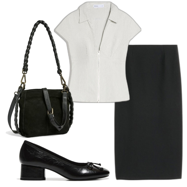 Outfit mujer - Urban style. Estilo Urban para Oficina. Combinación con camisas de manga corta, bailarinas, faldas largas, bandoleras.