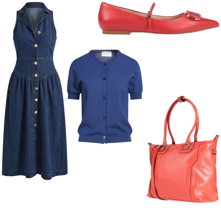 Outfit donna - Anni 60 vibes. Stile Chic per Tutti i giorni. Abbinamento con ballerine, cardigans, zaini, vestiti chemisier.