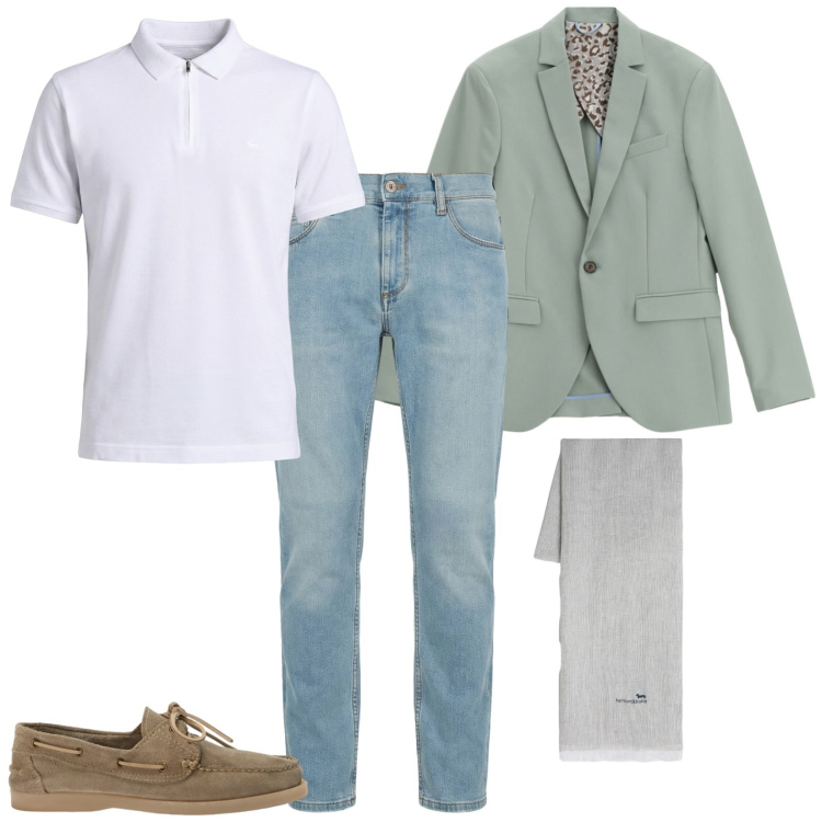 Outfit uomo - Easy, trendy. Stile Casual per Tutti i giorni. Abbinamento con giacche, scarpe stringate, jeans slim fit, polo, sciarpe.