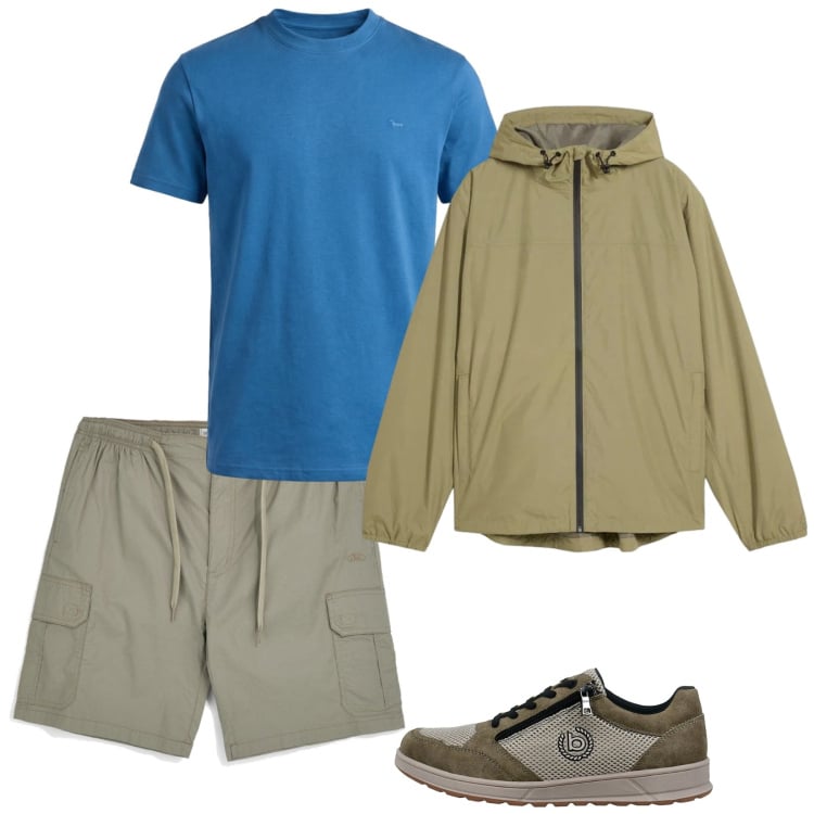 Outfit uomo - Total look #2380832. Stile Casual per Sport. Abbinamento con giacche, t-shirt, sneakers, shorts.