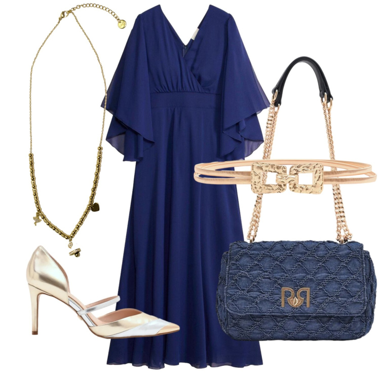 Outfit donna - Blu divino. Stile Chic per Cerimonia. Abbinamento con vestiti lunghi, cinture, décolleté, borse a spalla, ciondoli.