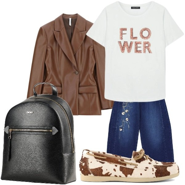Outfit donna - Total look #2380897. Stile Basic per Tutti i giorni. Abbinamento con zaini, t-shirt, jeans, blazer, mocassini.