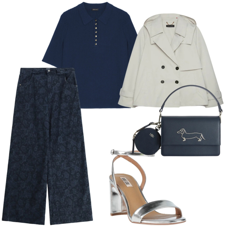 Outfit donna - Un sandalo a primavera. per Serata fuori. Abbinamento con sandali in pelle, polo, trench, jeans, borse a tracolla.