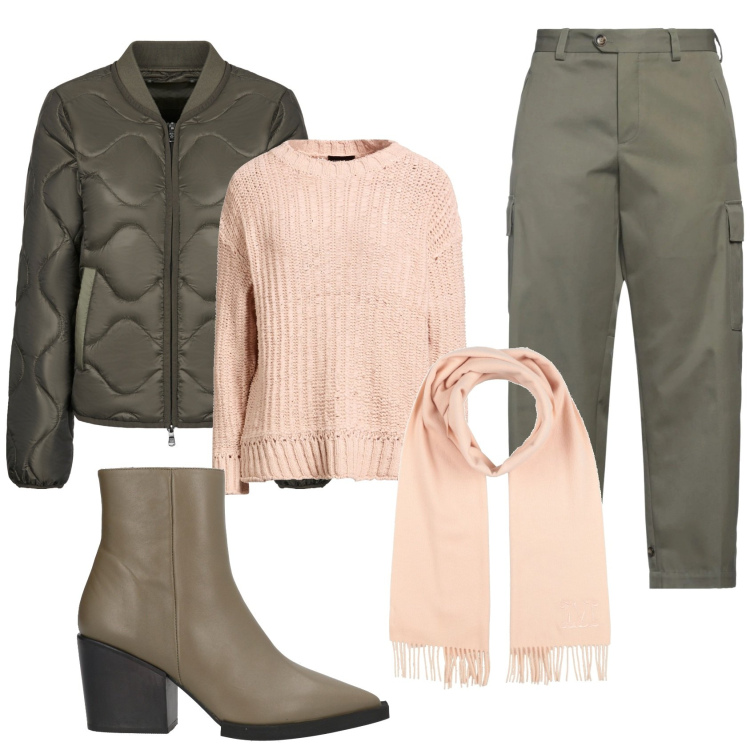 Outfit donna - Total look #2380953. Stile Basic per Ufficio. Abbinamento con stivaletti, pullovers, sciarpe, pantaloni cargo, blazer.