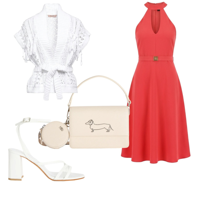Outfit donna - Total look #2381023. Stile Glamour per Serata fuori. Abbinamento con cardigans, sandali in pelle, borse a tracolla, vestiti midi/longuette.