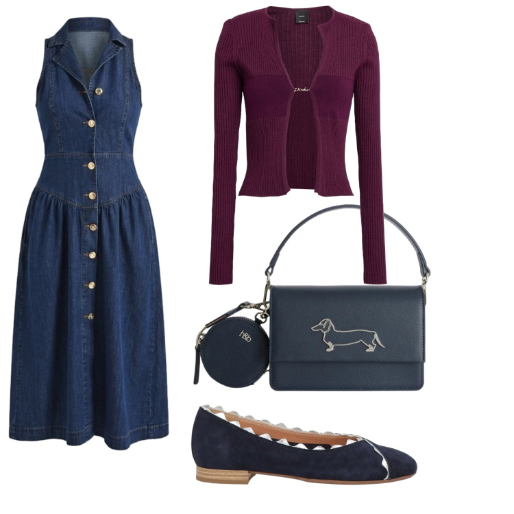 Outfit donna - Total look #2381025. Stile Romantica per Ufficio. Abbinamento con cardigans, ballerine, vestiti chemisier, borse a tracolla.