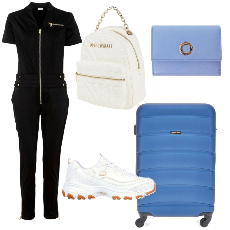 Outfit donna - Si parte....... per Tutti i giorni. Abbinamento con zaini, tute, portafogli, sneakers, valigie.