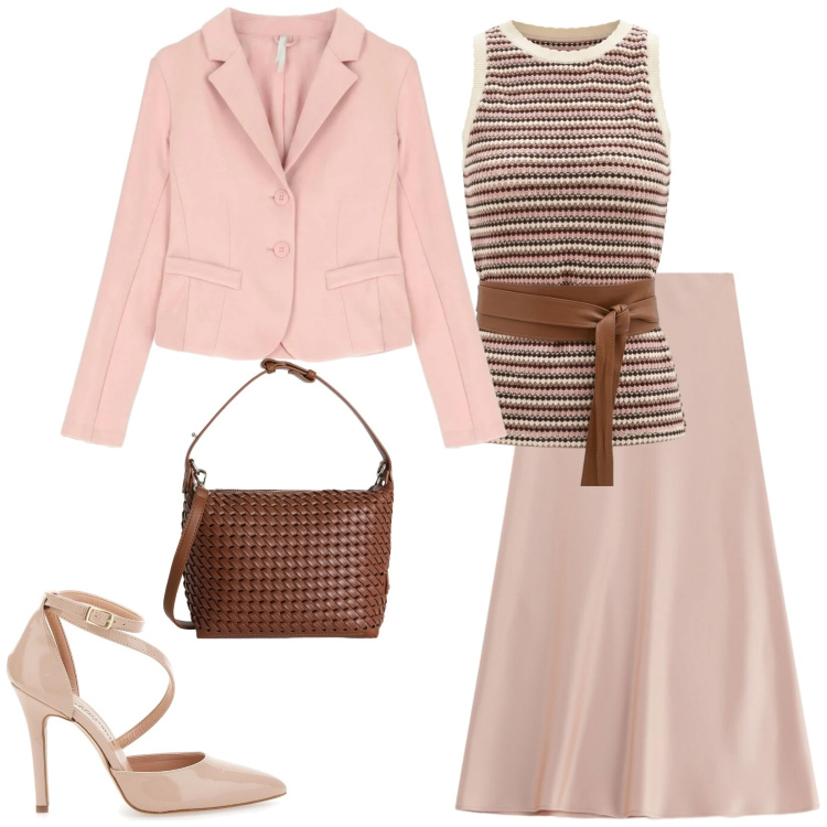 Outfit donna - Total look #2381043. Stile Bon Ton per Cerimonia. Abbinamento con gonne lunghe, blazer, canottiere, borse a spalla, décolleté.