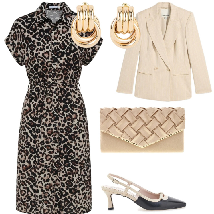 Outfit donna - Evento in famiglia. per Cerimonia. Abbinamento con orecchini, blazer, vestiti chemisier, pochette, décolleté.