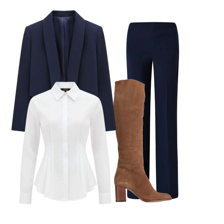 Outfit donna - Pantaloni fluidi. Stile Mannish per Ufficio. Abbinamento con stivali, bolero, pantaloni a palazzo, camicie.