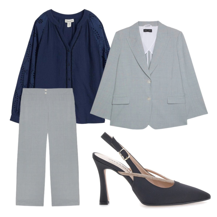 Outfit donna - Blazer leggero. Stile Chic per Cerimonia. Abbinamento con tuniche, blazer, pantaloni, décolleté.