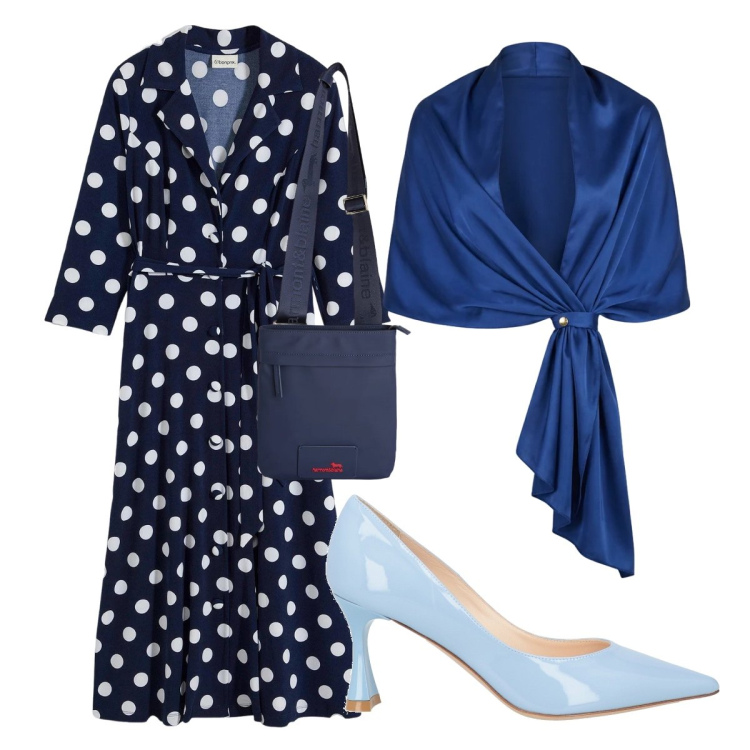 Outfit donna - Chemisier per la sera. Stile Chic per Serata fuori. Abbinamento con décolleté, vestiti chemisier, stole, borse a tracolla.