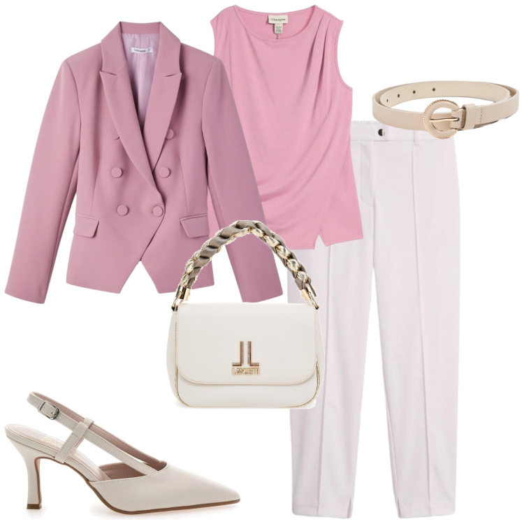Outfit donna - Cerimonia semplice. Stile Chic per Cerimonia. Abbinamento con top, pantaloni, cinture, blazer, décolleté, borse a tracolla.