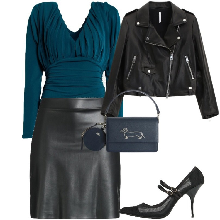Outfit donna - Appuntamento all\'improvviso. Stile Sexy per Serata fuori. Abbinamento con minigonne, body, décolleté, giacche, borse a tracolla.
