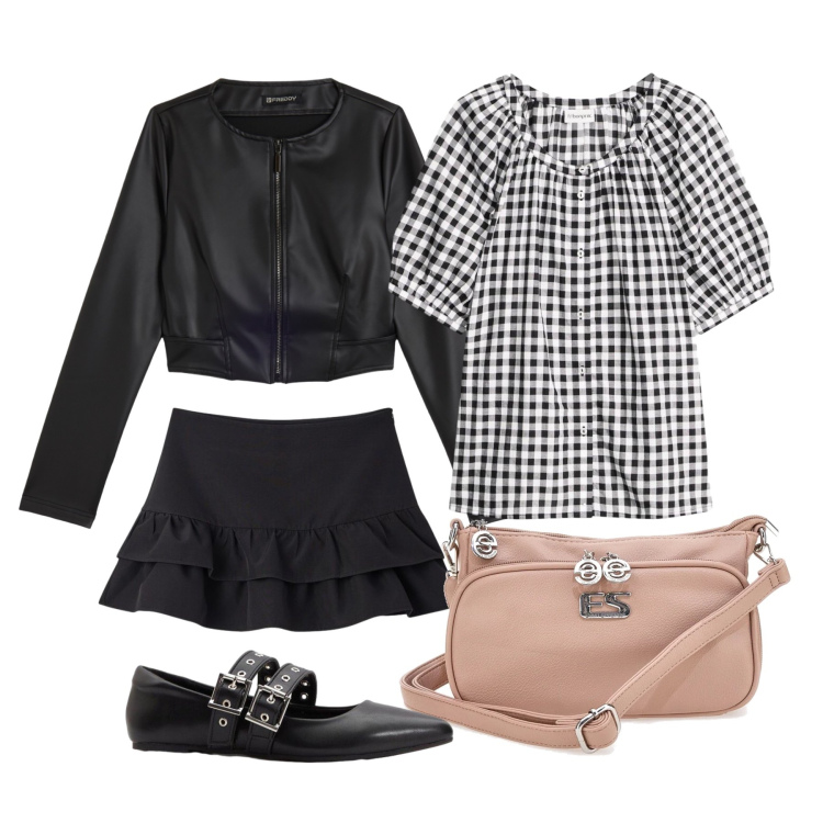 Outfit donna - Marzo. Stile Trendy per Tutti i giorni. Abbinamento con ballerine, bluse, minigonne, giacche, borse a tracolla.