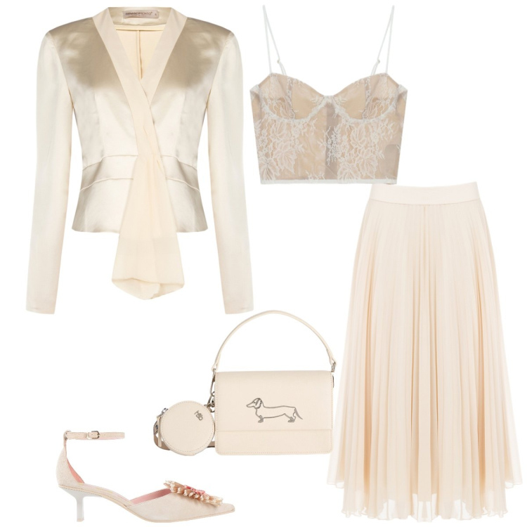 Outfit donna - Cerimonia. Stile Chic per Cerimonia. Abbinamento con décolleté, canottiere, blazer, gonne longuette, borse a tracolla.