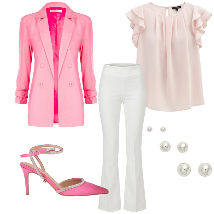 Outfit donna - Total look #2381144. Stile Chic per Serata fuori. Abbinamento con décolleté, canottiere, blazer, pantaloni, orecchini.