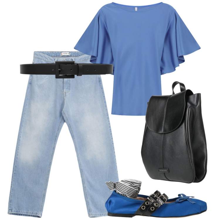 Outfit donna - Qualcosa di diverso dal solito. Stile Trendy per Tutti i giorni. Abbinamento con ballerine, zaini, jeans, t-shirt, cinture.