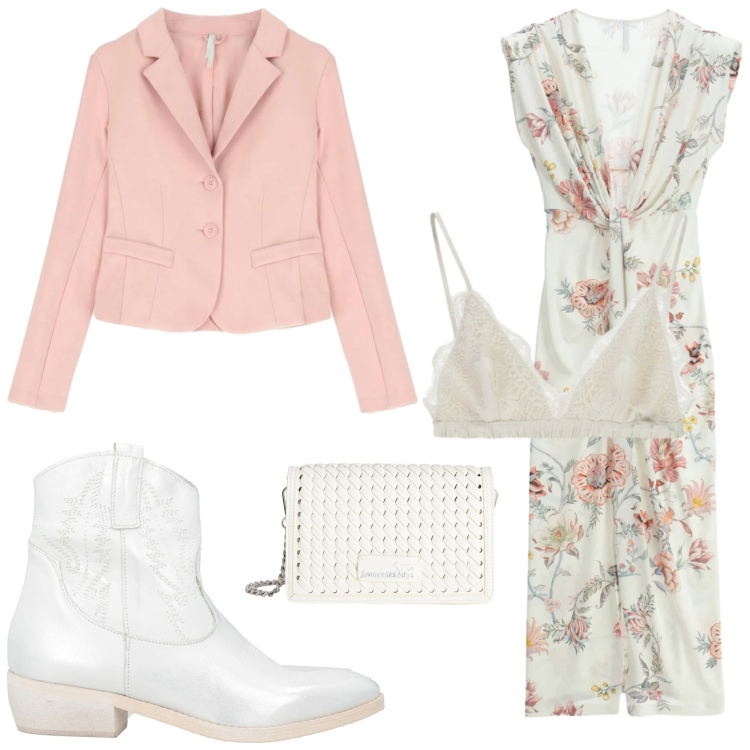 Outfit donna - Prima Comunione di mia figlia. Stile Romantica per Cerimonia. Abbinamento con stivaletti texani, borse a tracolla, vestiti lunghi, reggiseni, blazer.