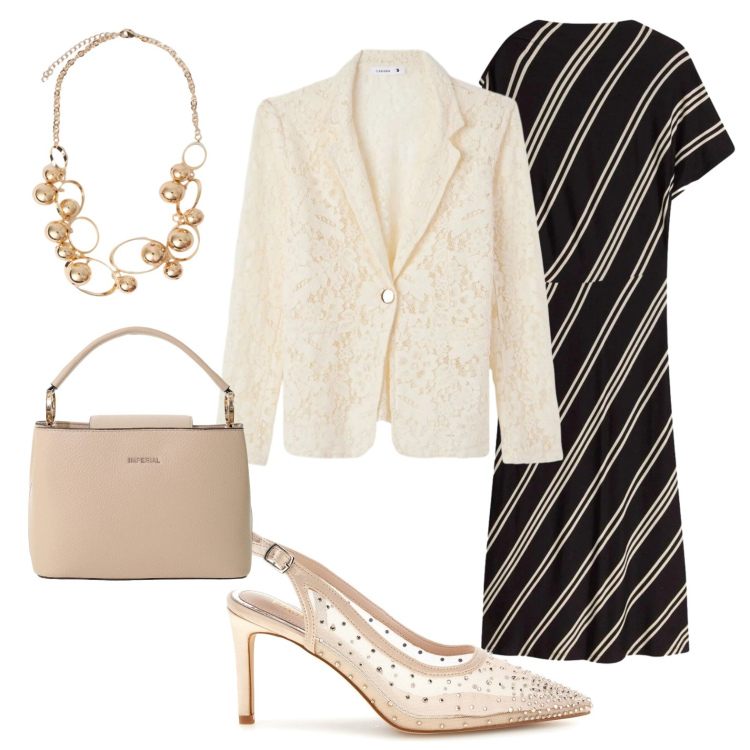 Outfit donna - Piccolo budget, ottima resa. Stile Chic per Cerimonia. Abbinamento con vestiti midi/longuette, blazer, borse a secchiello, collane, décolleté.