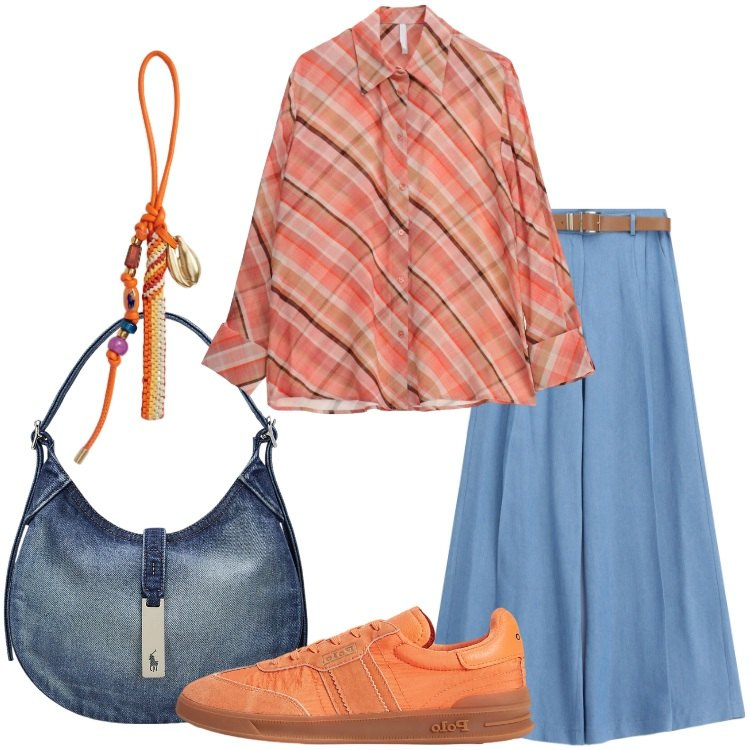 Outfit donna - Imperial - The New Crew SS 2026. Stile Urban per Tutti i giorni. Abbinamento con jeans, camicie, sneakers, borse a spalla, braccialetti.