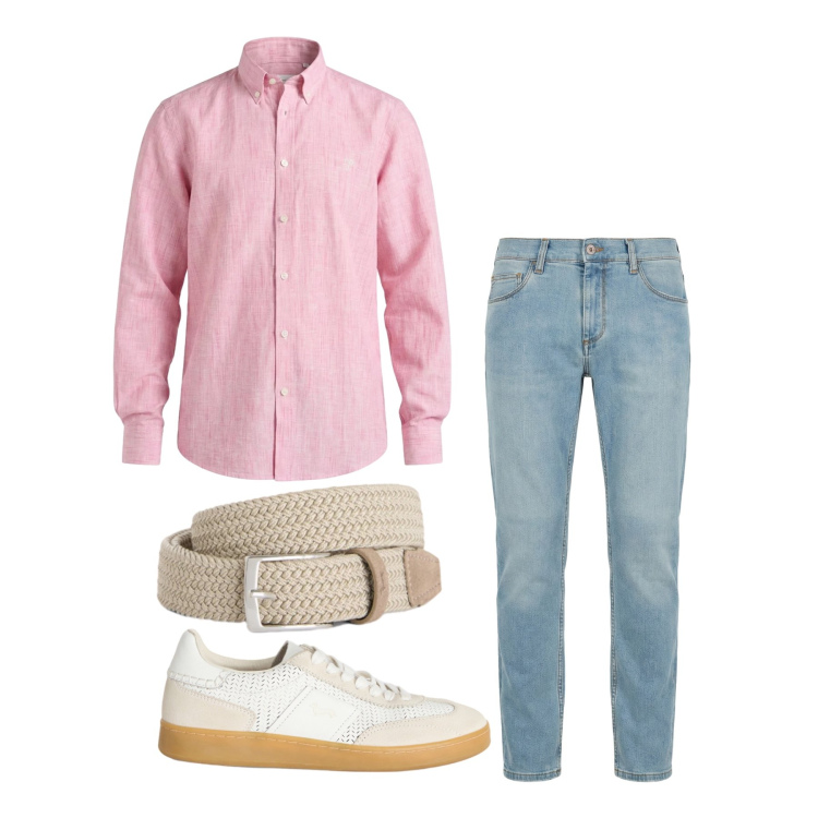 Outfit uomo - Aprile. Stile Trendy per Tutti i giorni. Abbinamento con jeans slim fit, cinture, sneakers, camicie.