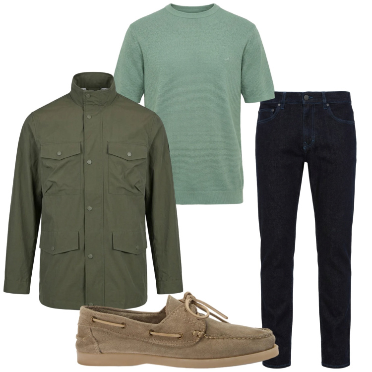 Outfit uomo - Denim di stagione. Stile Urban per Tutti i giorni. Abbinamento con jeans, scarpe stringate, t-shirt, giacche.