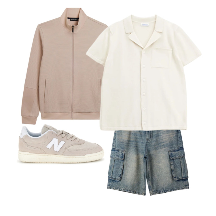 Outfit uomo - Aprile. Stile Urban per Tutti i giorni. Abbinamento con pantaloni corti, camicie a manica corta, felpe, sneakers.