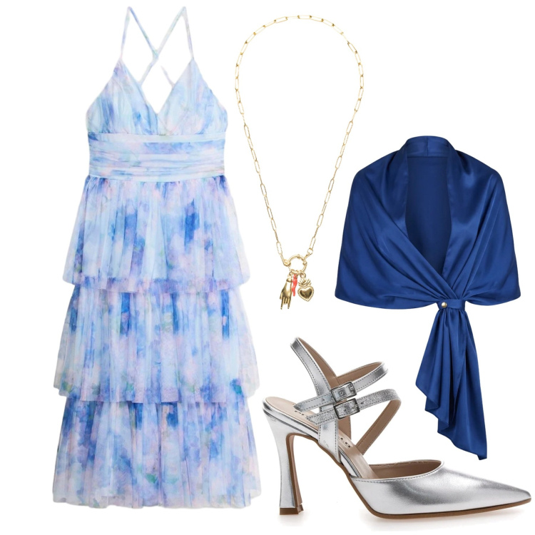 Outfit donna - Total look #2381252. Stile Romantica per Cerimonia. Abbinamento con vestiti midi/longuette, stole, ciondoli, décolleté.