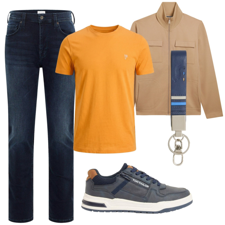 Outfit uomo - Total look #2381279. Stile Urban per Tutti i giorni. Abbinamento con jeans slim fit, sneakers, portachiavi, t-shirt, felpe.