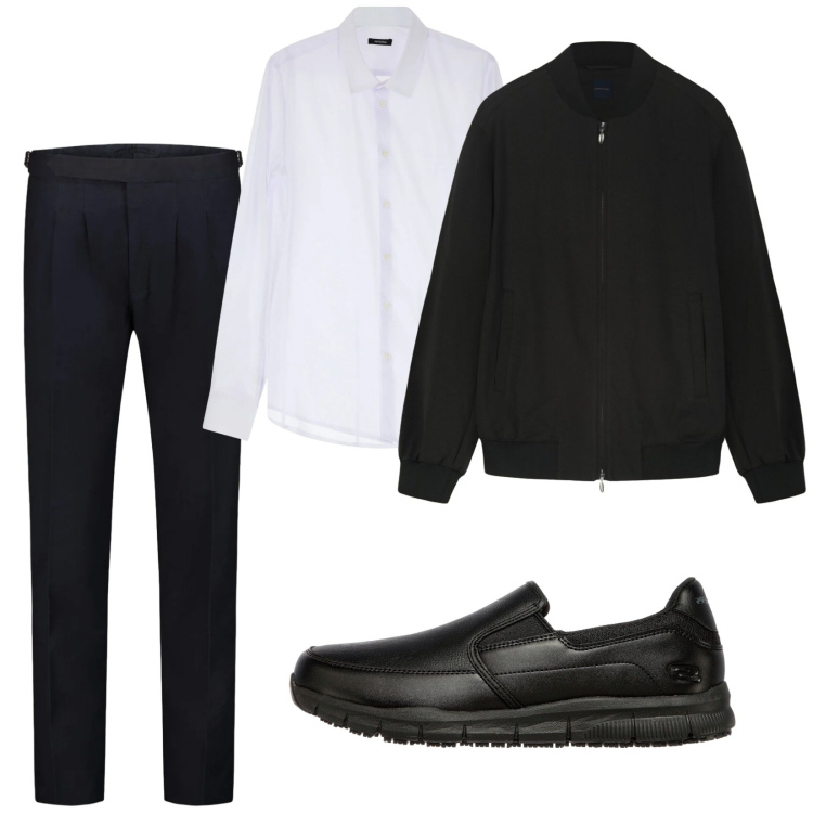Outfit uomo - Total look #2381284. Stile Trendy per Serata speciale. Abbinamento con camicie, scarpe stringate, bomber, pantaloni.
