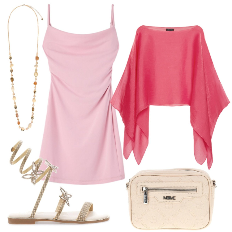 Outfit donna - Colori che illuminano. Stile Basic per Tutti i giorni. Abbinamento con vestiti corti, blazer, collane, sandali, borse a tracolla.