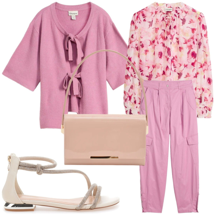 Outfit donna - Colori che illuminano. Stile Urban per Tutti i giorni. Abbinamento con pantaloni cargo, cardigans, bluse, pochette, sandali.