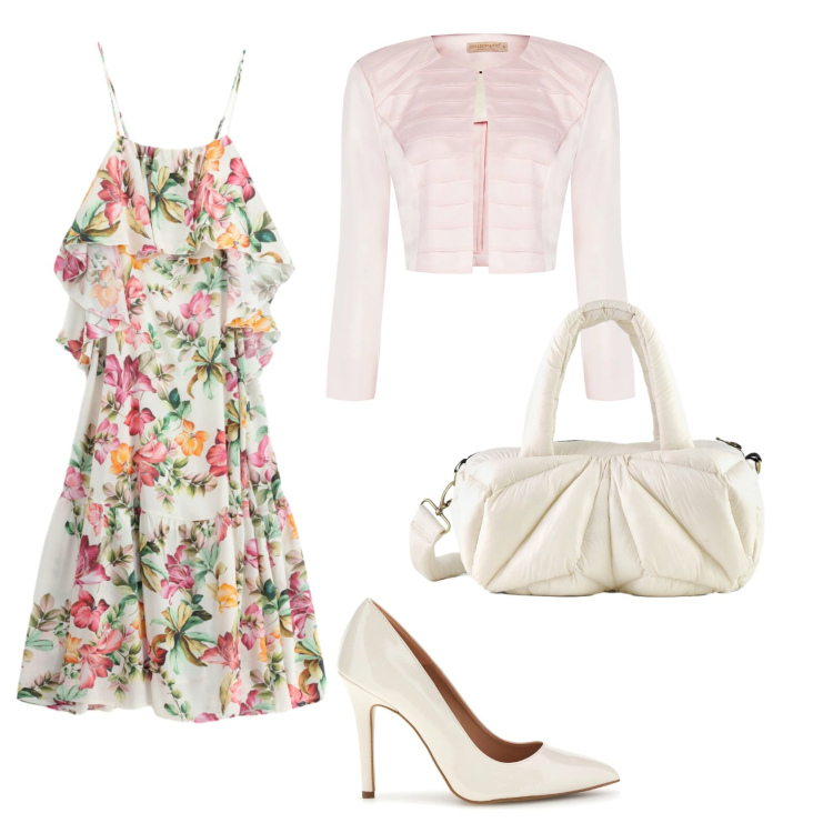 Outfit donna - Total look #2381303. Stile Casual chic per Cerimonia. Abbinamento con bolero, vestiti lunghi, borse a mano, décolleté.
