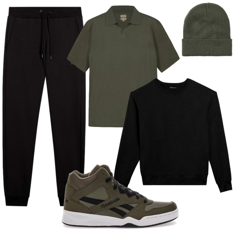 Outfit uomo - #Freddy&Reebok. Stile Urban per Tutti i giorni. Abbinamento con berretti, felpe, pantaloni, sneakers, polo.