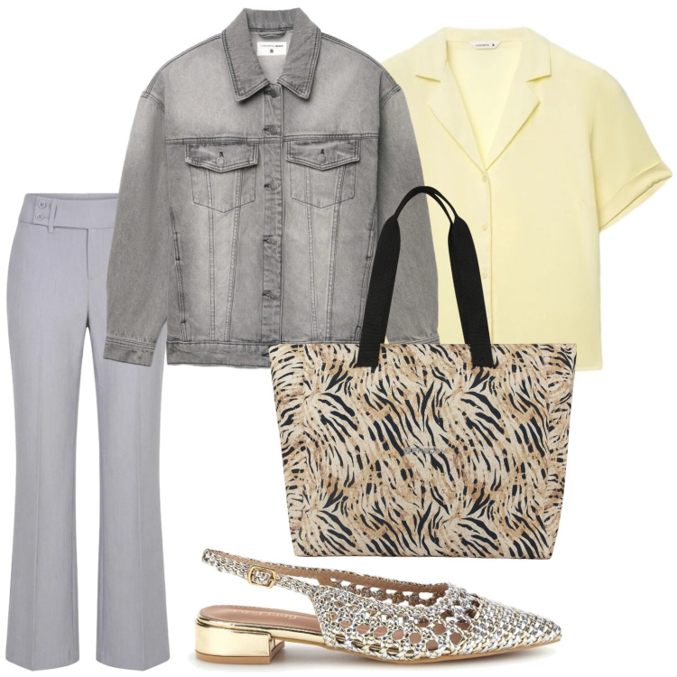 Outfit donna - Street style. Stile Minimal per Tutti i giorni. Abbinamento con pantaloni, cappotti, camicie a manica corta, shopping bag, sandali.