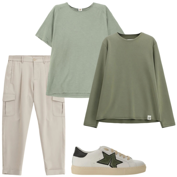 Outfit uomo - Total look by Imperial. Stile Casual per Tutti i giorni. Abbinamento con pantaloni cargo, sneakers, felpe, t-shirt.
