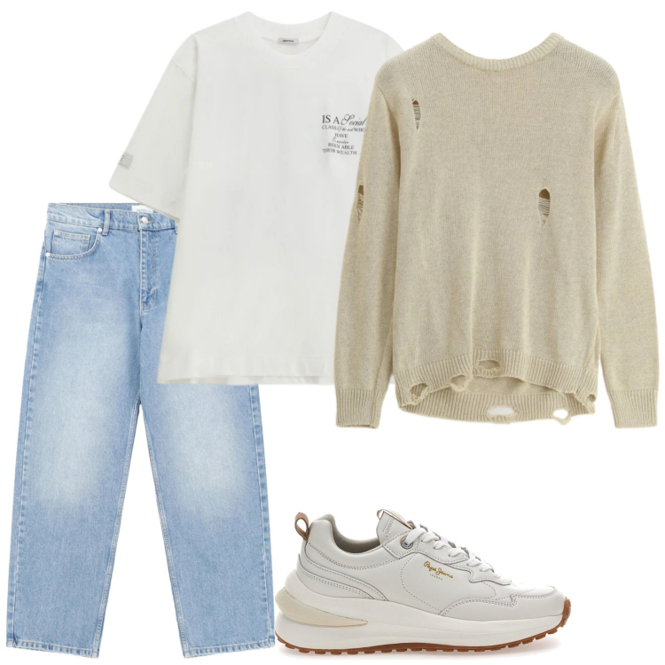 Outfit uomo - Perfect Imperial match. Stile Urban per Tutti i giorni. Abbinamento con maglieria, t-shirt, jeans, sneakers.